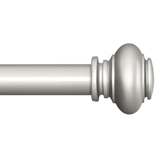 SIMEWIN Silver Curtain Rods for Windows 66 to 120 Inches Adjustable Decorative 1 Inch Diameter Single Window Curtain Rod Set with Classic Finials, Silver Finishing