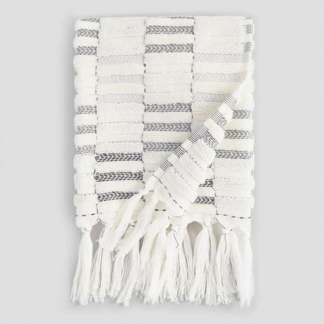 Black and Ivory Striped Sculpted Sloan Hand Towel