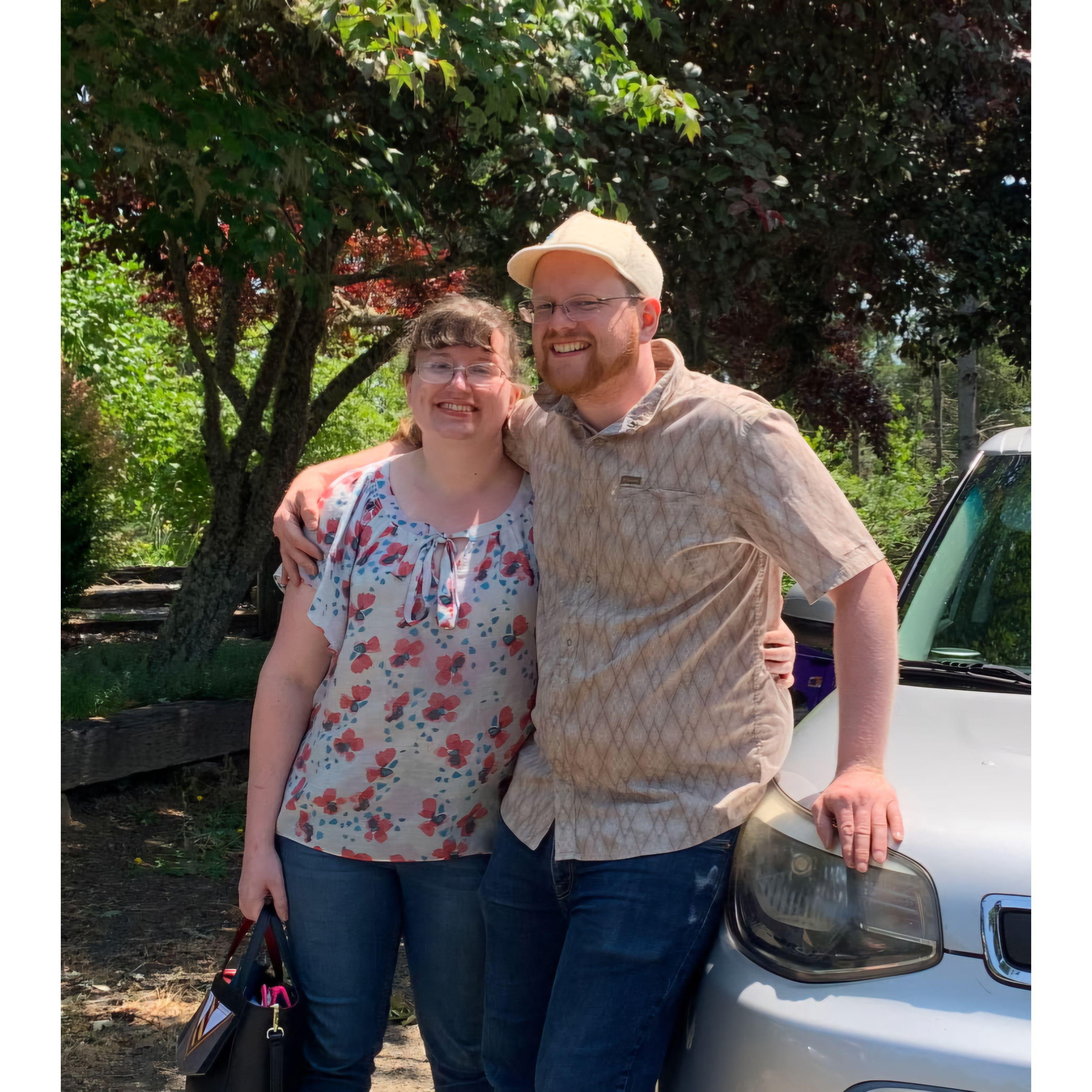Ben was showing his sister Jaci his new car, and she took this photo of us because she knew it would be a good one!
