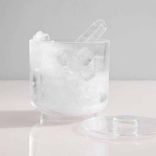 Aaron Probyn Fluted Acrylic, Ice Bucket With Tongs, Fluted