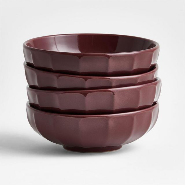 Cafe Cider Burgundy Low Bowls, Set of 4
