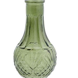Green Pressed Glass Fan Bud Vase