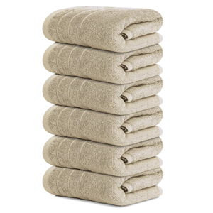 Tens Towels Pack of 6 Hand Towels, 100% Cotton, Lighter Weight, Quick to Dry, 16 x 28 Inches, Super Soft & Absorbent, Perfect for Bathroom & Kitchen (Beige)