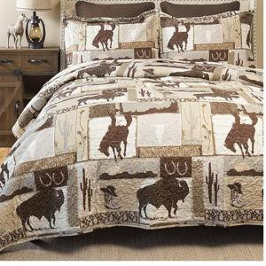 CARSTENS, INC. Western Aztec Country Bedding Set, Southwestern 3-Piece Microfiber Quilt Set, Wrangler Western Vintage Cowboy, Full/Queen