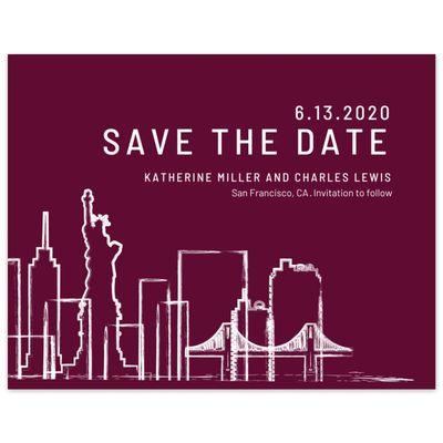 Red Wedding Digital Save the Date - Manhattan Skyline