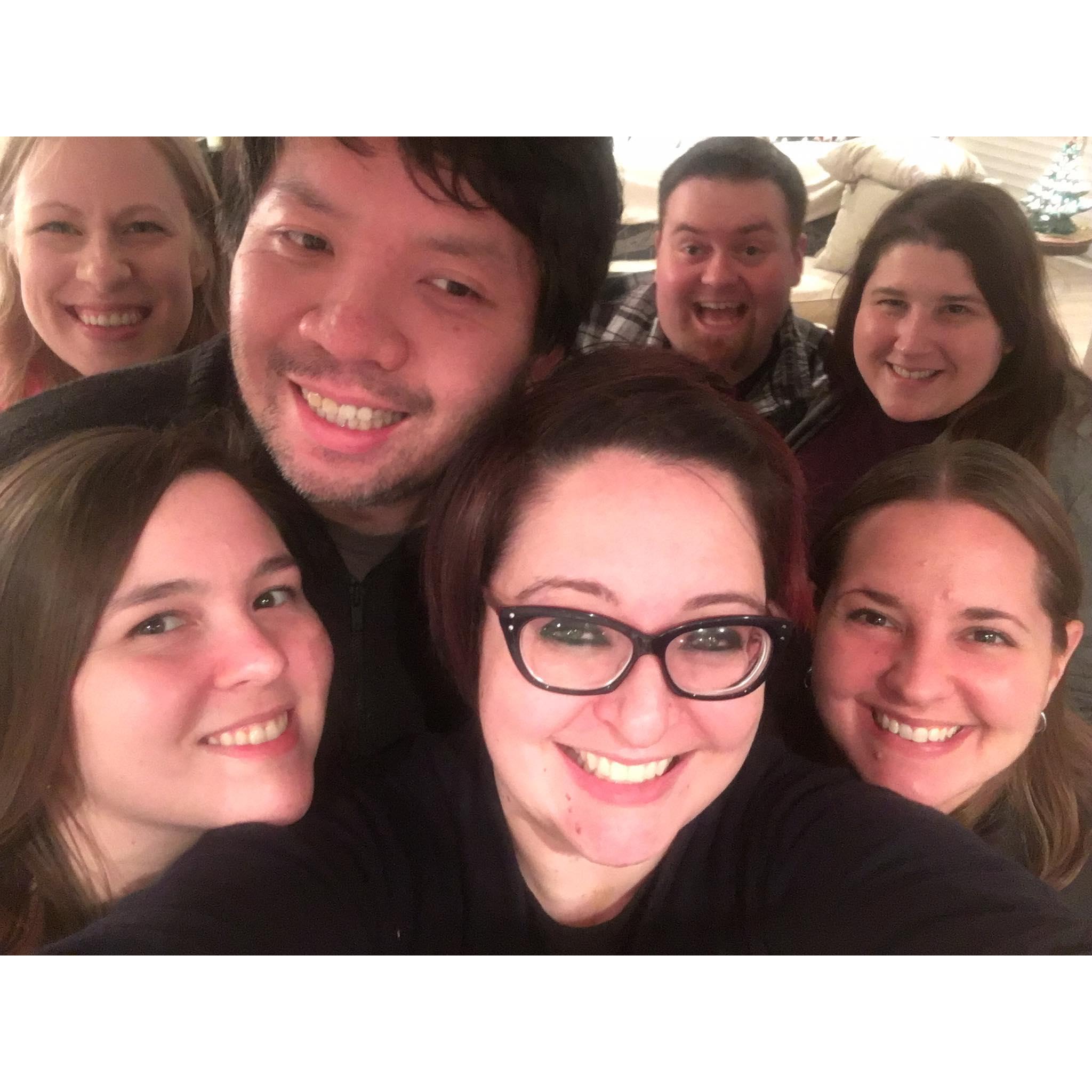 9 years of game nights, happy hours, gatherings, and parties planned by Steph 🥳Friend selfie on New Year's Eve 2017.