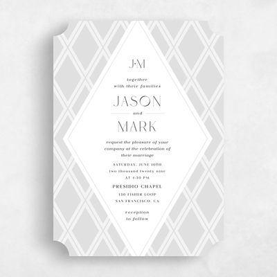Grey Ticket Wedding Invitation - Diamant Classic