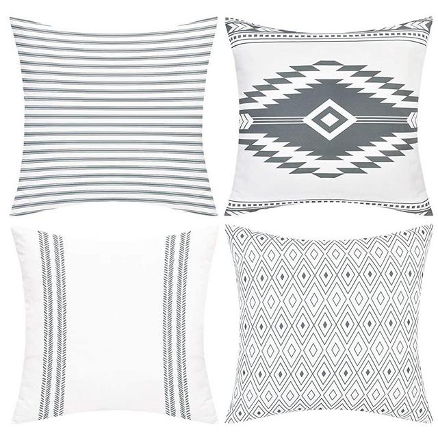 Yastouay Modern Pillow Covers Boho Pillow Covers Decorative Throw Pillow Case Set Home Decor Cushion Cover for Sofa Couch Bed and Car 4 Packs, Grey