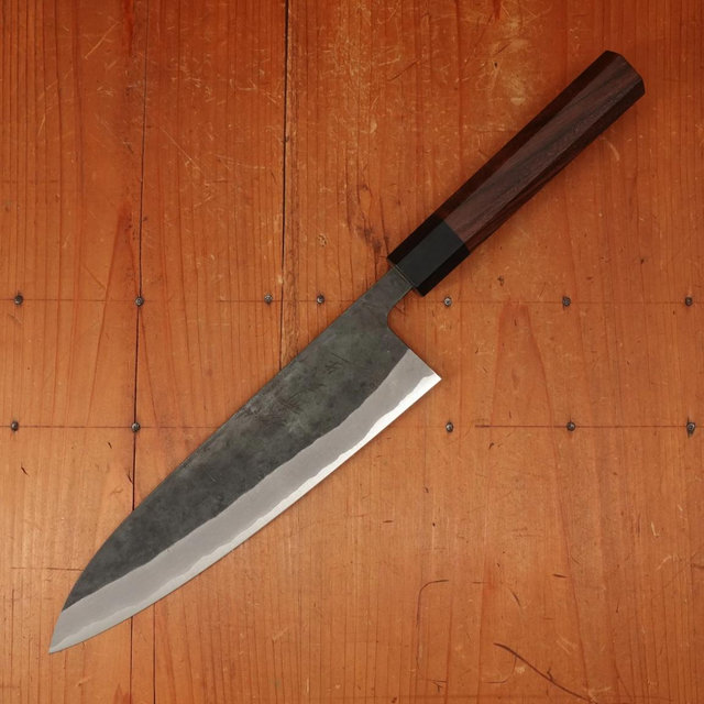 Shiro Kamo 210mm Gyuto Stainless Clad Aogami Super Oct Red Ebony