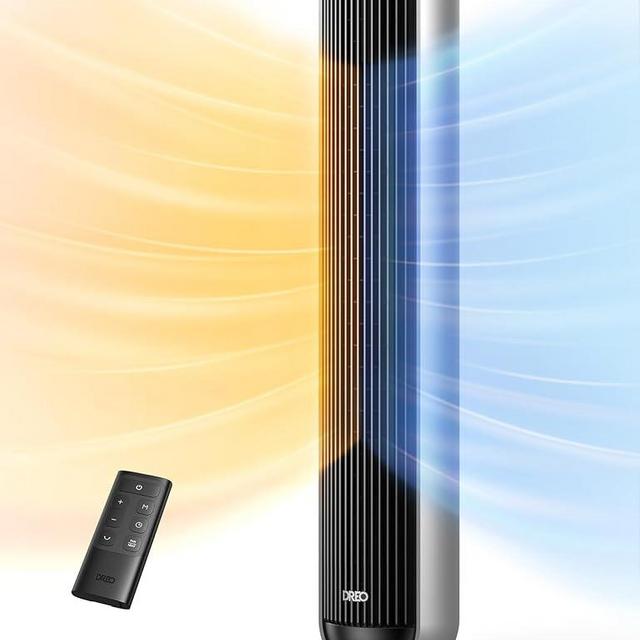 Dreo Heater Fan, 42" Electric Heaters for Indoor Use with Thermostat, 5 Heat & 12 Fan Levels, 120° Oscillation, 12H Timer, 25dB Quiet, Ceramic Heater with Remote for Large Room, Silver