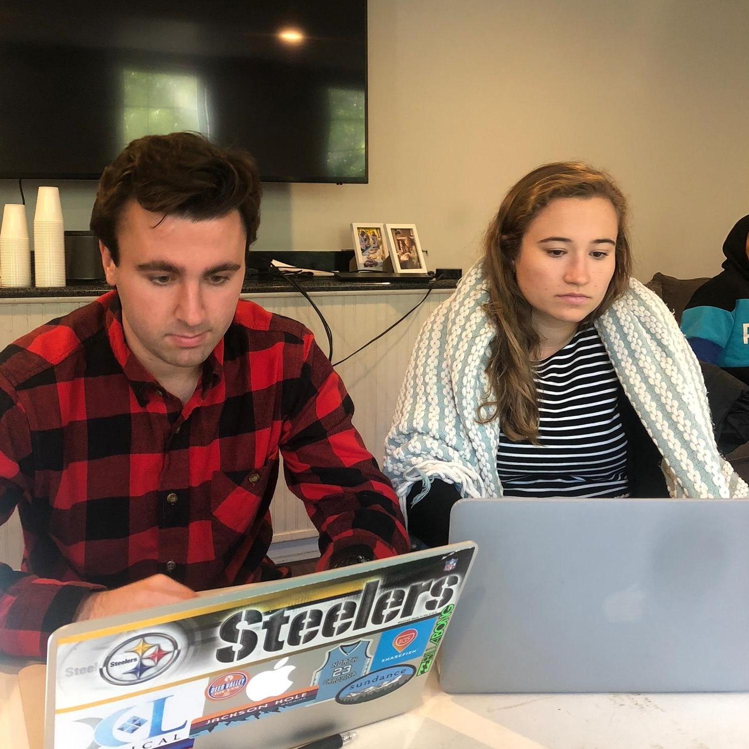 Hard at work on our excel homework.
Nathania sneakily took this photo to send to Matt attempting to play matchmaker.