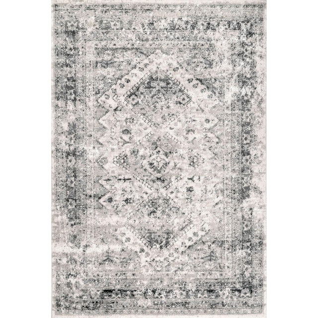 Nuloom Madisson Medallion 5x8 Indoor Area Rug for Living Room Bedroom Dining Room Kitchen, Grey/Ivory