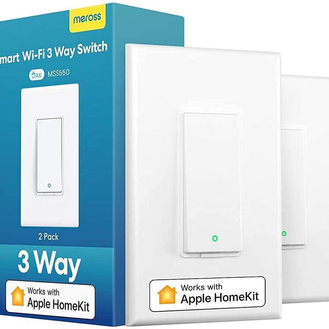3 Way Smart Switch, meross Smart Light Switch Supports Apple Homekit, Siri, Alexa, Google Assistant & SmartThings, 2.4Ghz WiFi Light Switch Neutral Wire Required, Remote Control Schedule