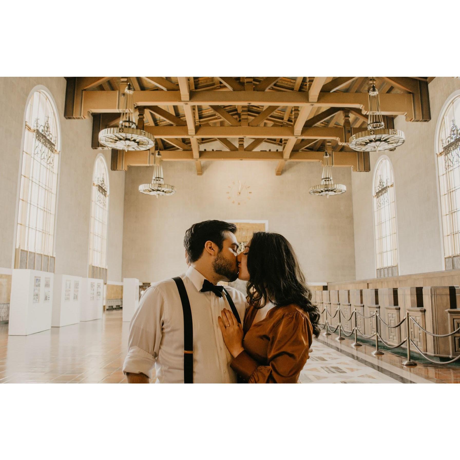 engagement photoshoot, los angeles union station