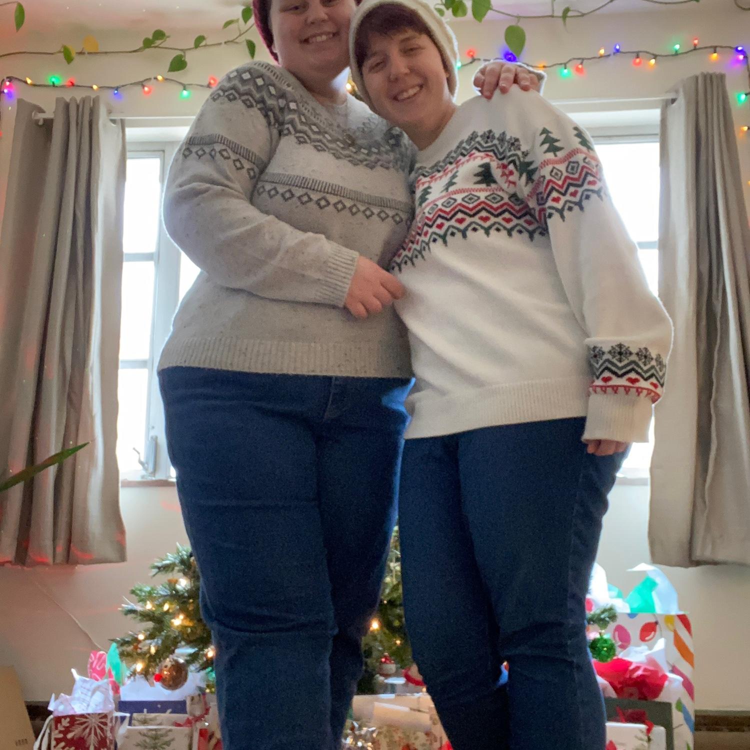 Matching sweaters for Christmas
