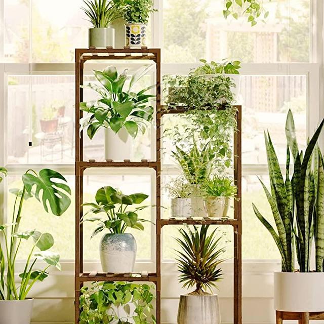 Bamworld Corner Plant Stand for Indoor Plants Outdoor Plant Shelf Flower Stands for Living Room Balcony and Garden