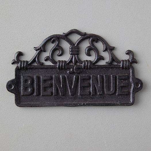 Cast Iron Bienvenue Sign
