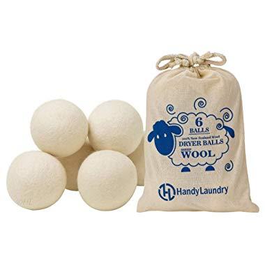 Wool Dryer Balls - Natural Fabric Softener, Reusable, Reduces Clothing Wrinkles and Saves Drying Time. The Large Dryer Ball is a Better Alternative to Plastic Balls and Liquid Softener. (Pack of 6)