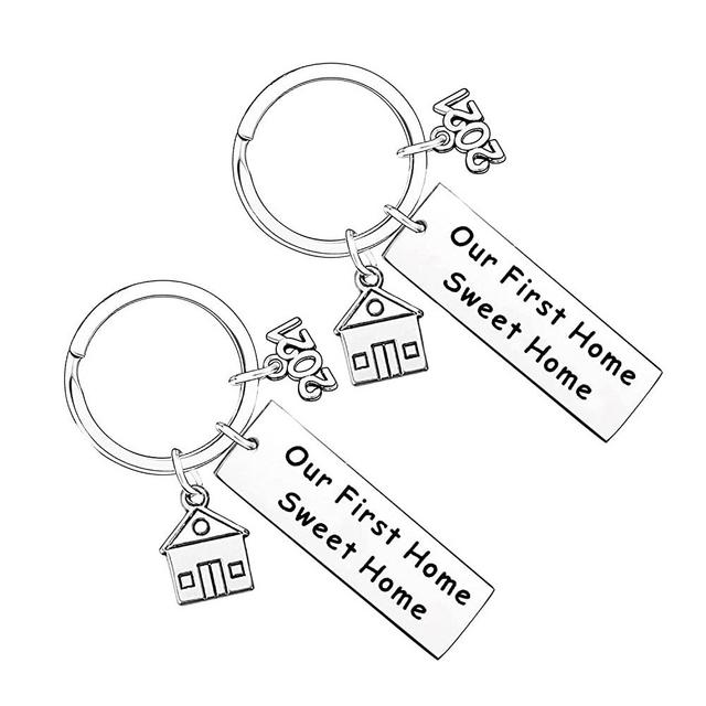Pack of 2 New Home Keychains 2021 Housewarming Gift New Home Gift House Keyring First Home Gift Realtor Closing Gifts