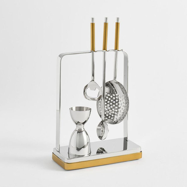 Fillmore 4-Piece Bar Tool Set - Brass/Silver