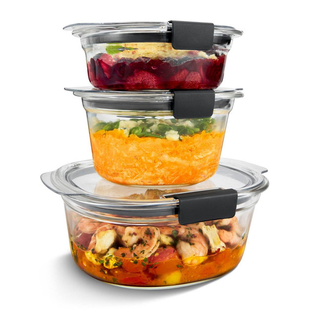 Rubbermaid 6pc Brilliance Glass Round Food Storage Container Set
