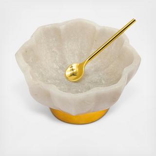 Taj Marble Lotus Spice Bowl with Spoon