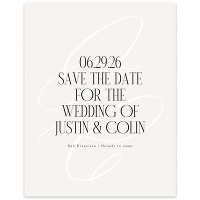 Light Oatmeal, Beige Wedding Digital Save the Date - Ferrara Portrait