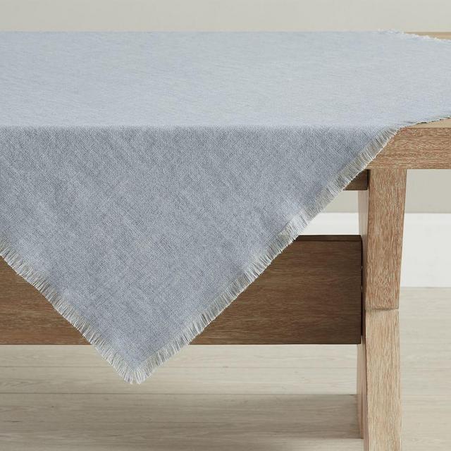 Frayed Linen Table Throw - Chambray