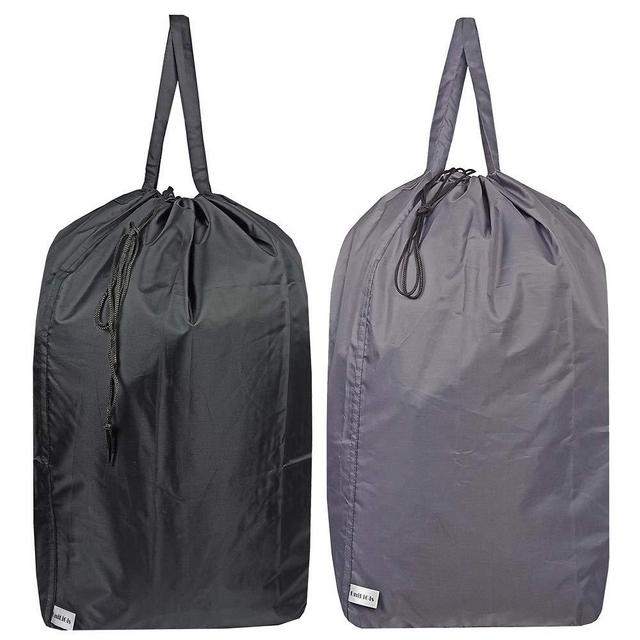 UniLiGis Washable Travel Laundry Bag with Handles and Drawstring, Heavy Duty Large Enough to Hold 3 Loads of Laundry, Fit a Laundry Basket or Clothes Hamper, 27.5x34.5 in,Grey and Black