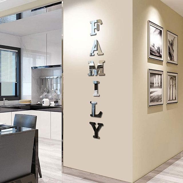 CrazyDeal Family Sign Letters Rustic Farmhouse Wall Decor Acrylic Decorative Mirror Wall Stickers for Living Room Bedroom Kitchen the Home Modern Decorations Large 66x10 inch