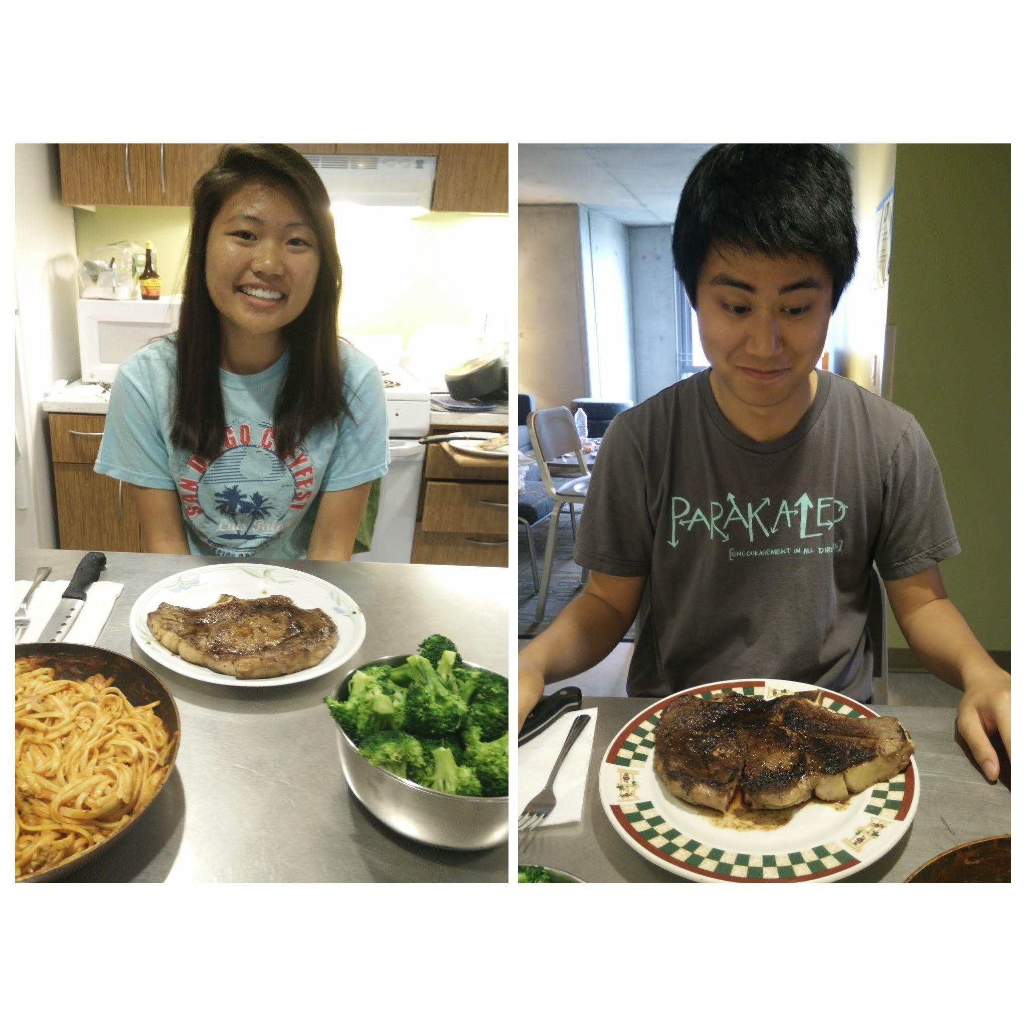 Steak cooking "competition" (Rachel won) (2015)