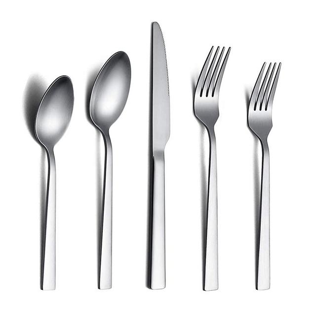 Berglander Matte Flatware Set 40 Piece, Stainless Steel Silverware Matte Finish Lead Free, Matte Cutlery Set, Service For 8