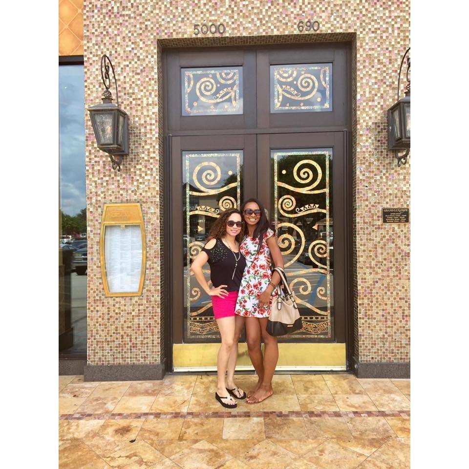Emerald and Sammy at the Grand Lux Cafe. Doing what we do best- shop and fine dining! LOL