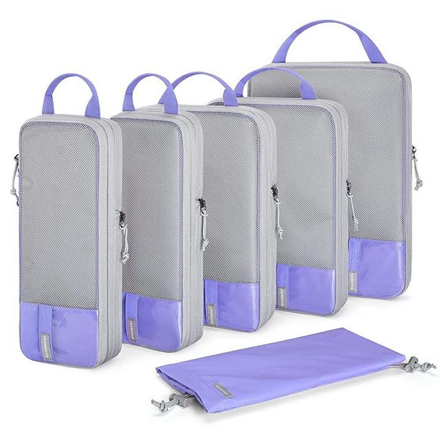 Compression Packing Cubes for Suitcases, BAGSMART 6 Set Travel Organizer Cubes for Travel Essentials, Expandable Luggage Suitcase Organizer Bags Set, Lightweight Packing Organizers as Travel Accessories for Women / Men