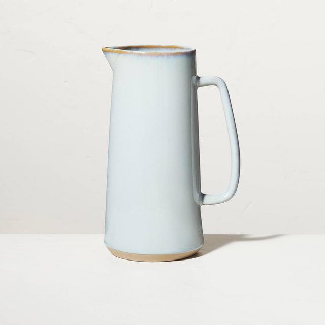 Large 85oz Glazed Stoneware Pitcher Light Blue - Hearth & Hand™ with Magnolia