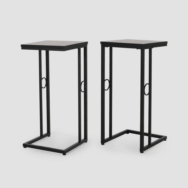 Set of 2 Bader Modern C-Shaped Side Table Black - Christopher Knight Home