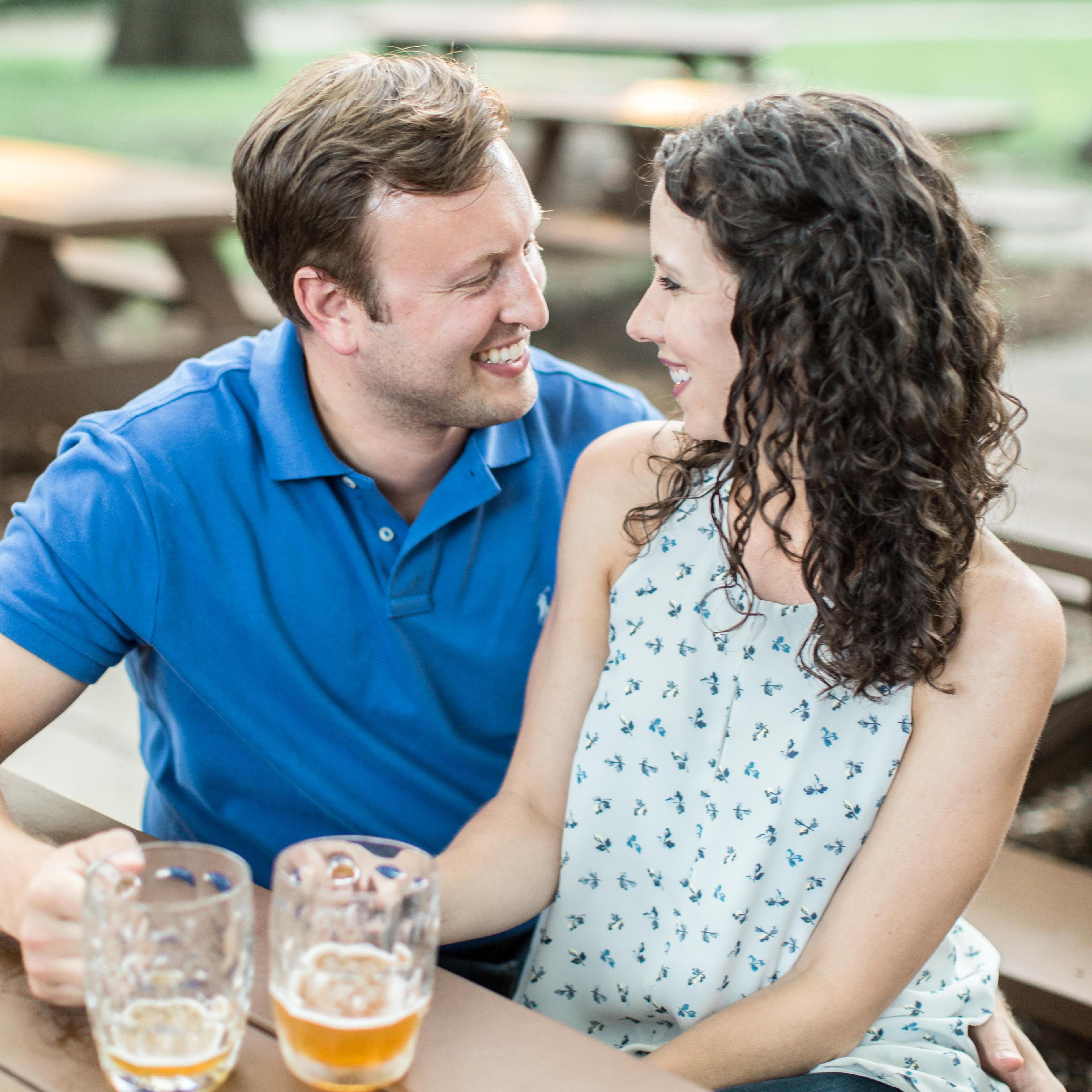 Engagement photos in Hubbard Beer Garden. July 2018