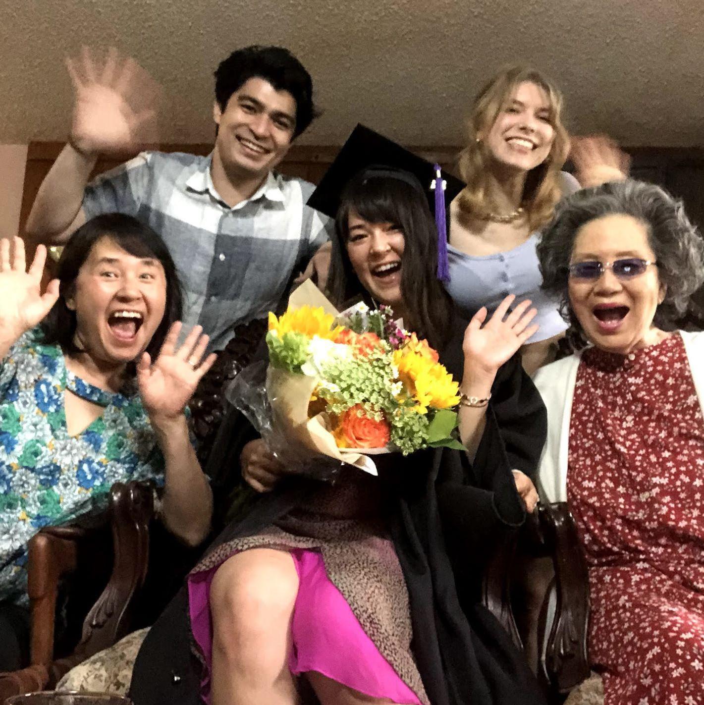 Sam's zoom commencement ceremony in 2020.. We made the most of it :)