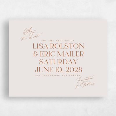 Tuscany, Beige Wedding Save the Date - Menton Landscape