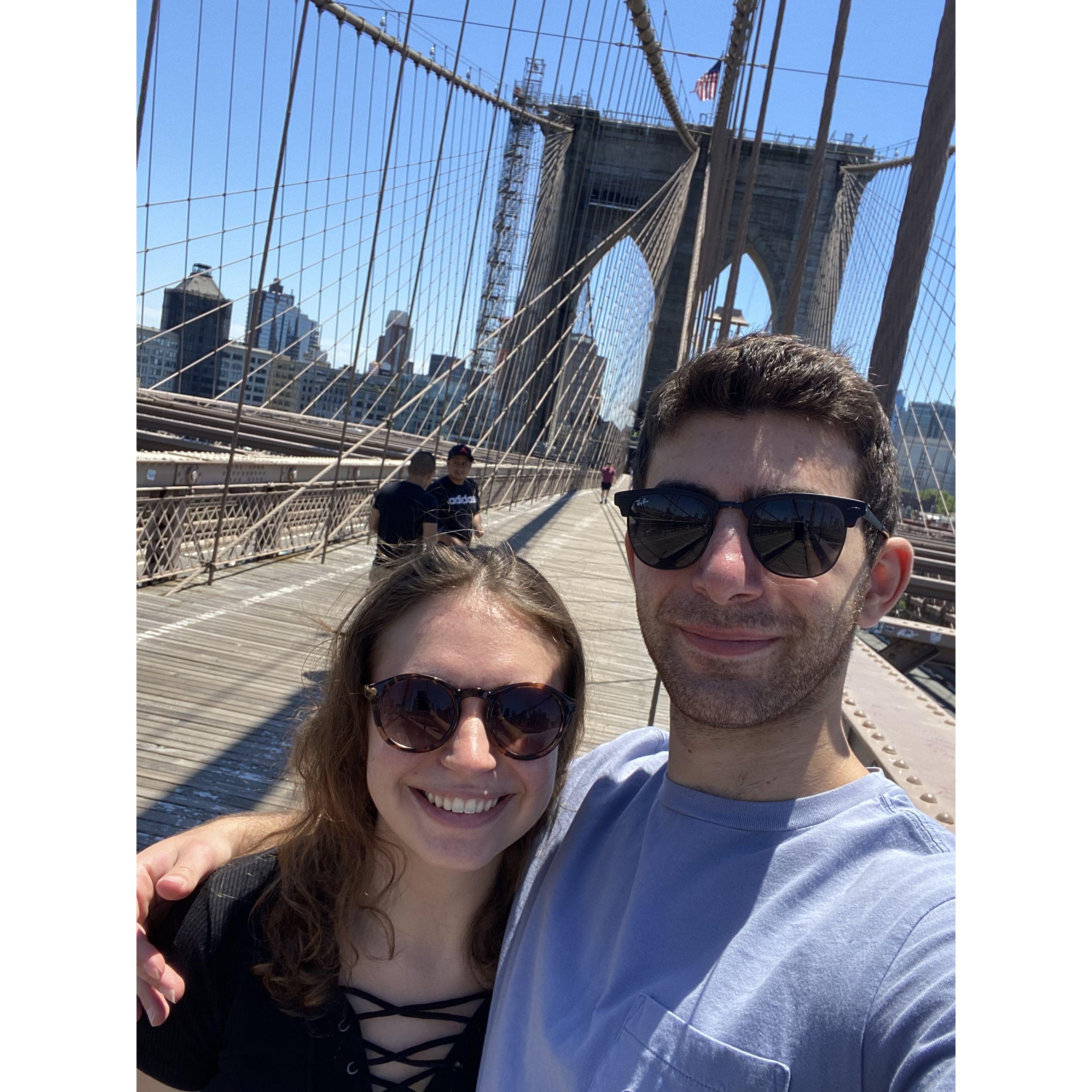 Strolling over the Brooklyn Bridge