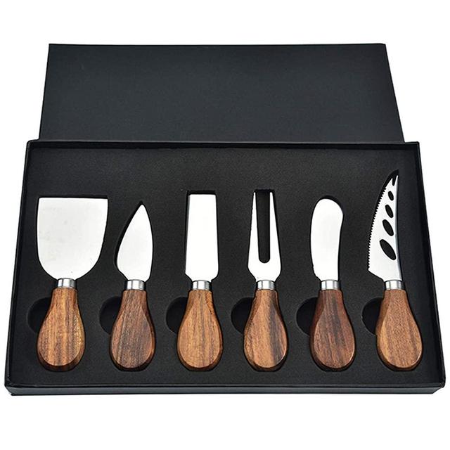 Cheese Knives Set, 6-Piece Stainless Steel Cheese Knife Collection with Cheese Slicer Cheese Cutter Cheese Fork,Cheese Spreading Knife for Charcuterie Boards and Cutlery Gift Set