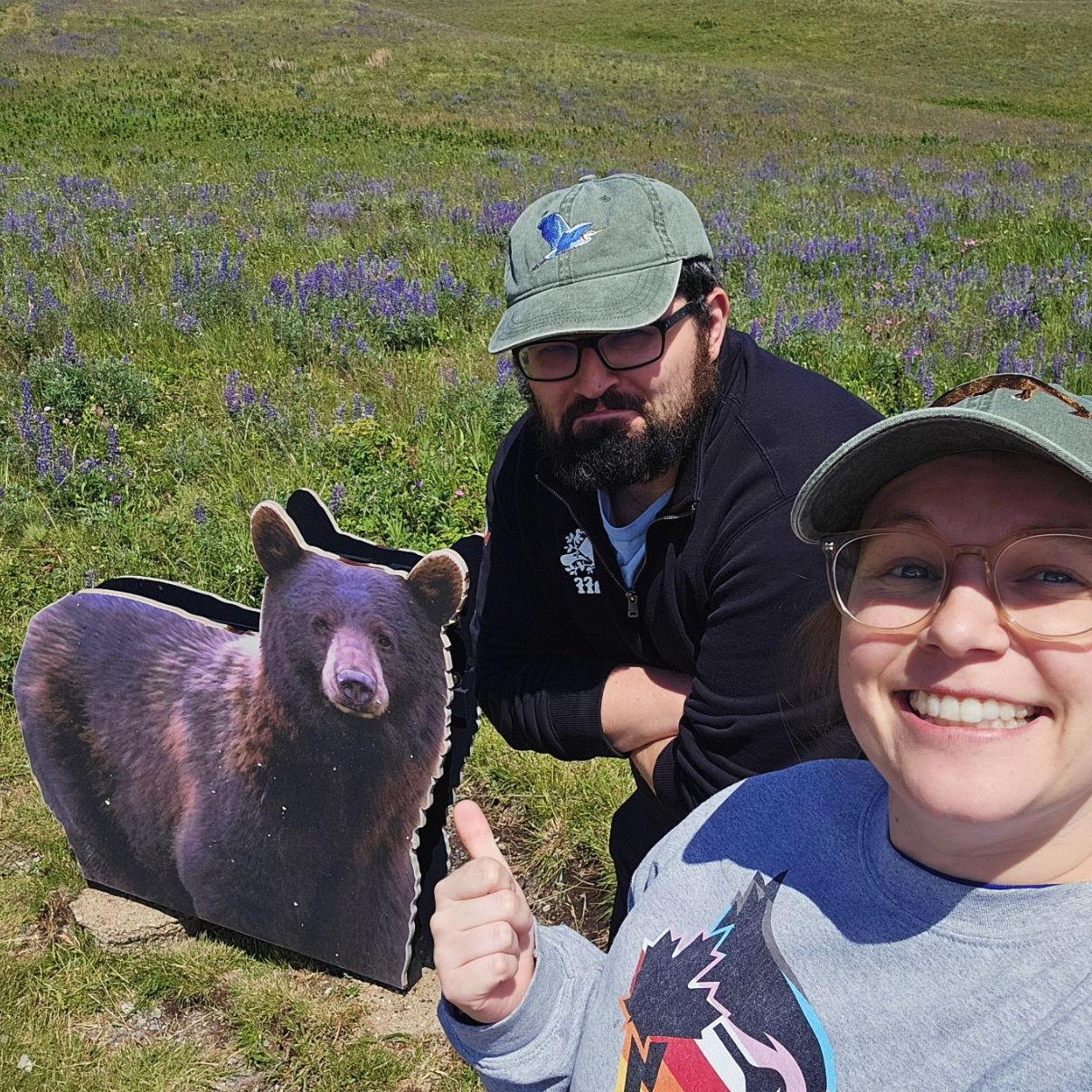 Joe pulled over for this cardboard bear when Lauren and Joe visited Waterton Lakes National Park of Canada.