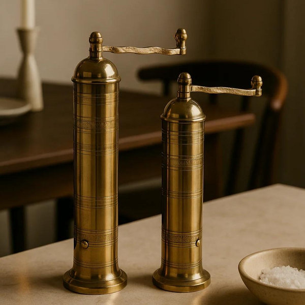 Ophelia Greek Salt + Pepper Mills, Set of 2