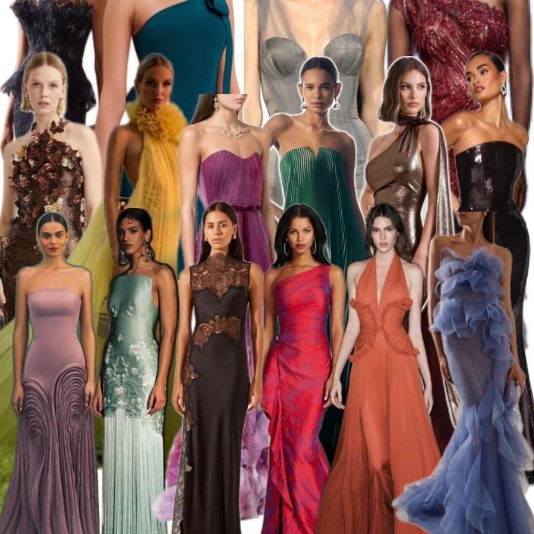 Saturday Wedding Day - Black Tie: Floor-length gowns for the ladies.