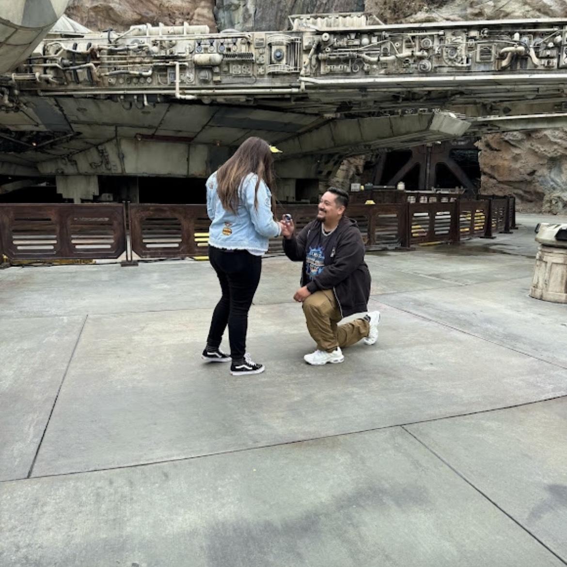 Anthony proposed in Galaxy’s Edge at Disneyland.