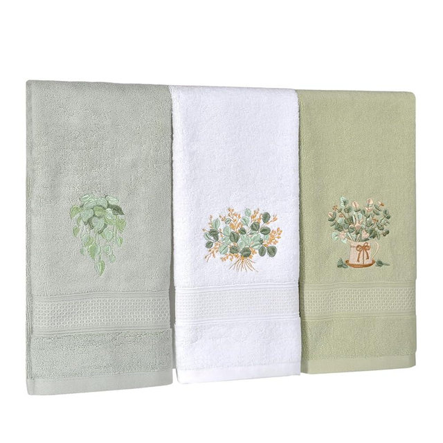 LVDXVG Hand Towels for Bathroom Kitchen 13.3x29.5 Inch Decorative Towels 3 Pcs (Green Hand Towels)