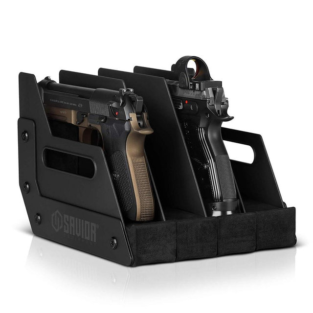 Savior Equipment Gun Pistol Revolver Firearm Handgun Rack Stand, Fit 4-12 of Most Long-Barreled Pistols, Cushioned Foam to Protect, Gun Safe Cabinet Storage Organizer Accessories
