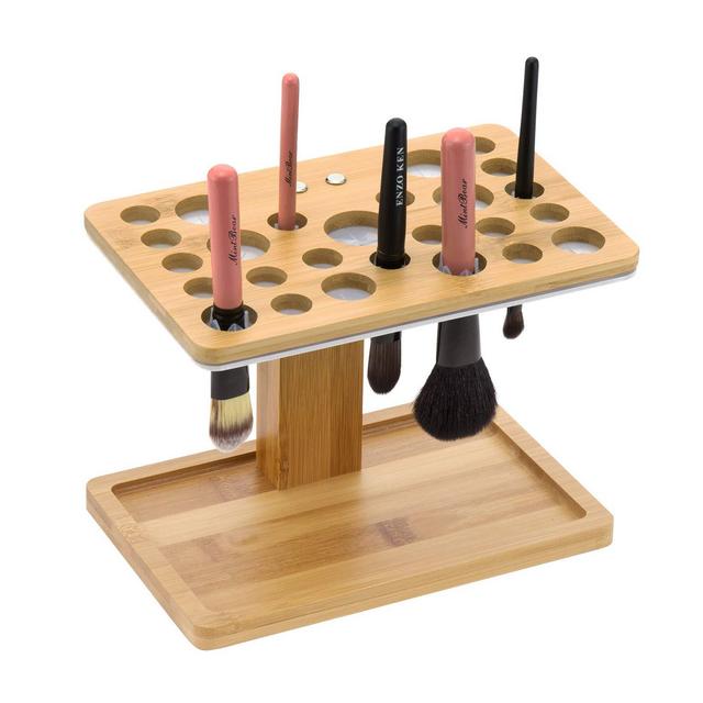 JackCubeDesign Bamboo Brush Makeup Cosmetic Air Drying Rack Tower Acrylic Folding Brushes Dryer Holder Display Organizer Tower Stand Support Tray(26 Holes, 7.87 x 5.12 x 6.3 inches) - :MK288B