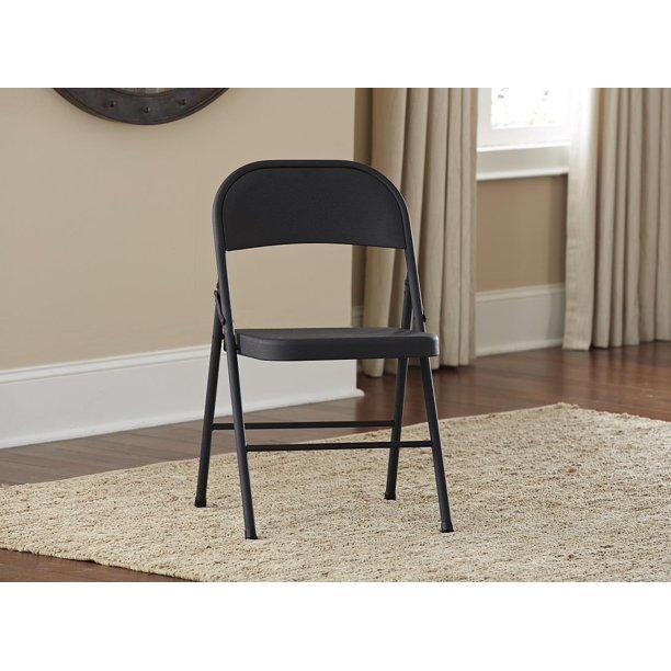 COSCO All Steel Folding Chair, Black (4-pack)