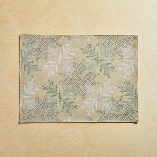 Embroidered Metallic Snowflakes Placemat